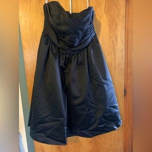 Black strapless bridesmaid dress